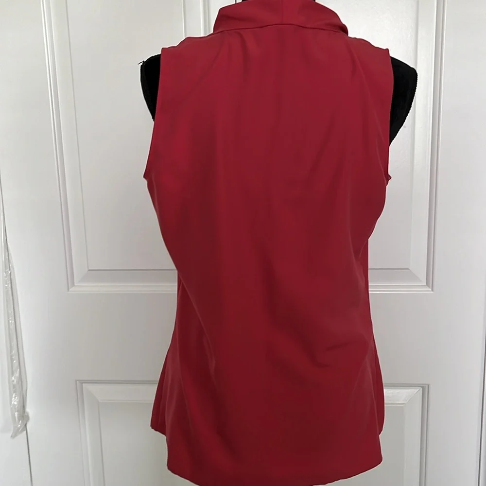 Ann Taylor Red Sleeveless Bow Blouse - Picture 3 of 3